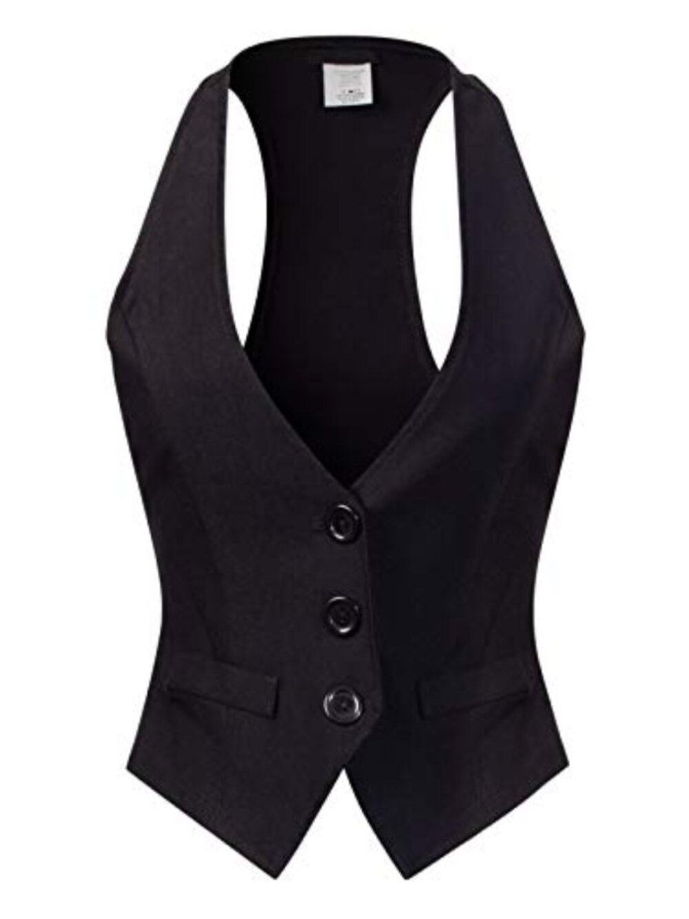 Women's Racerback Tuxedo Waistcoat Stretch Woven Sleeveless Vest